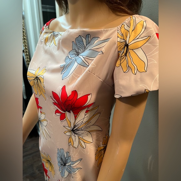 NWT Ezpopsy Puff Sleeve Summer, Tan Dress Sz8 - Picture 6 of 8